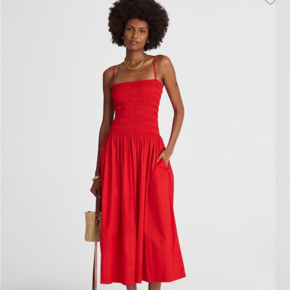Madewell Poplin Smocked Maxi Dress